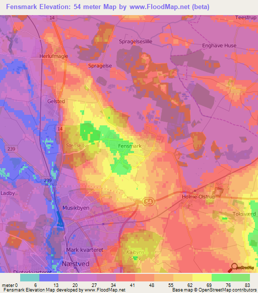 Fensmark,Denmark Elevation Map