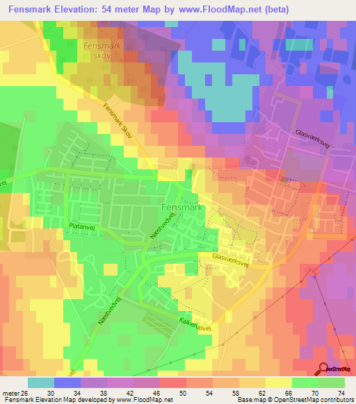 Fensmark,Denmark Elevation Map