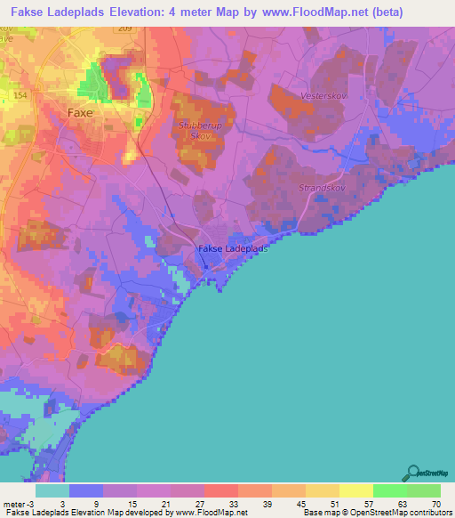 Fakse Ladeplads,Denmark Elevation Map