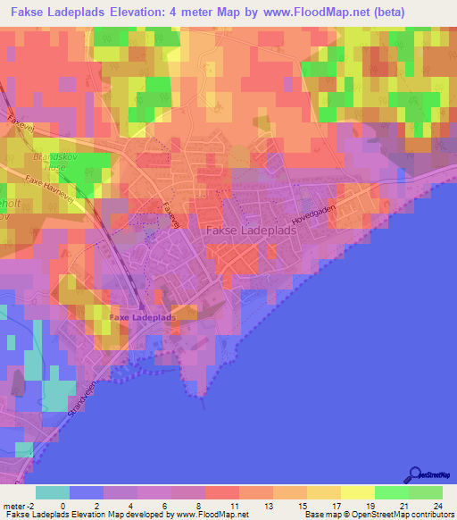 Fakse Ladeplads,Denmark Elevation Map