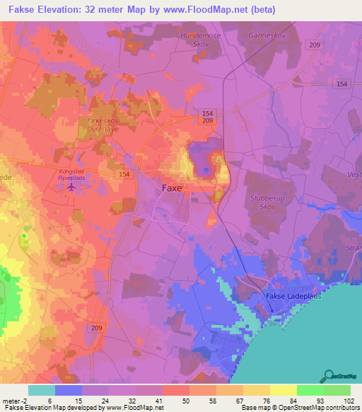 Fakse,Denmark Elevation Map