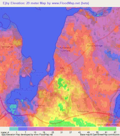 Ejby,Denmark Elevation Map