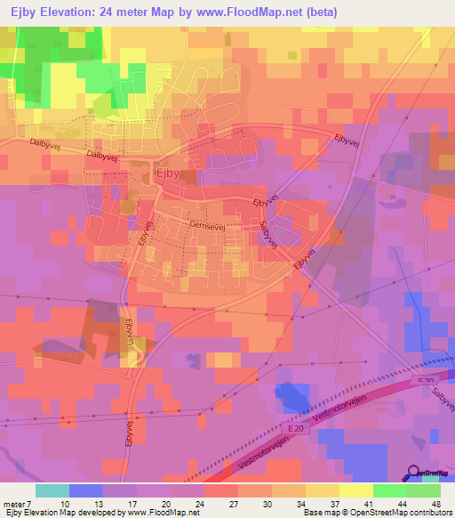 Ejby,Denmark Elevation Map