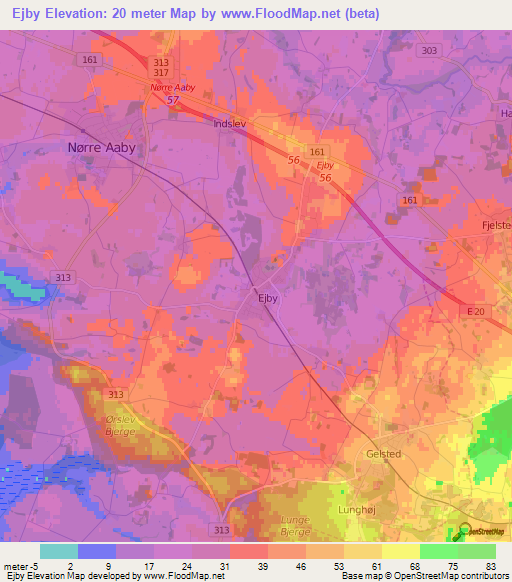 Ejby,Denmark Elevation Map