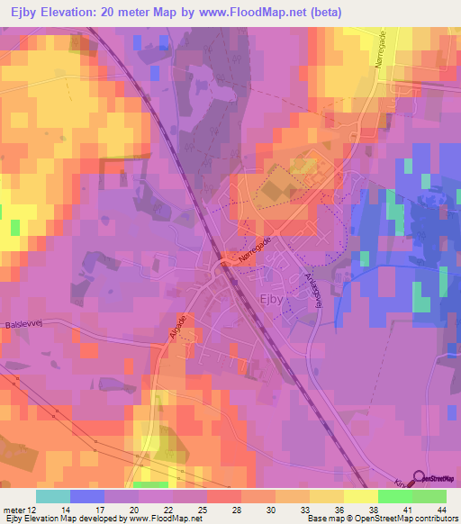 Ejby,Denmark Elevation Map