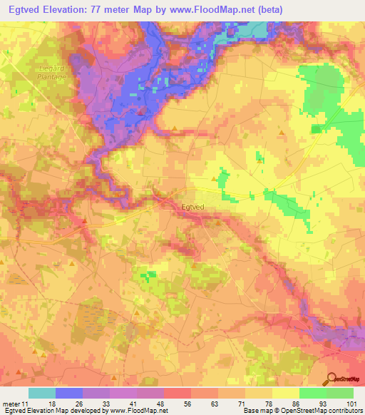 Egtved,Denmark Elevation Map