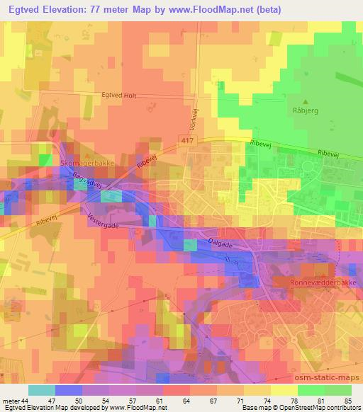 Egtved,Denmark Elevation Map