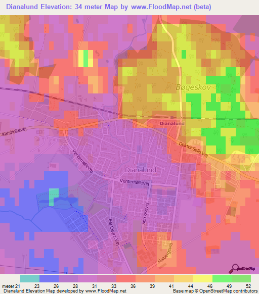 Dianalund,Denmark Elevation Map