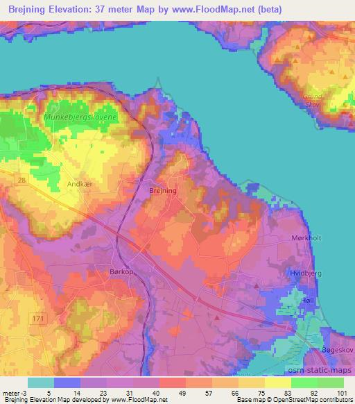 Brejning,Denmark Elevation Map