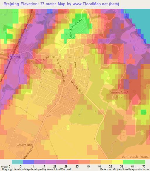 Brejning,Denmark Elevation Map