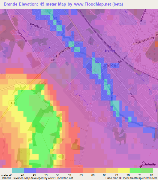 Brande,Denmark Elevation Map