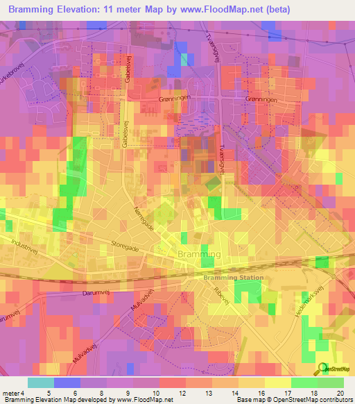 Bramming,Denmark Elevation Map