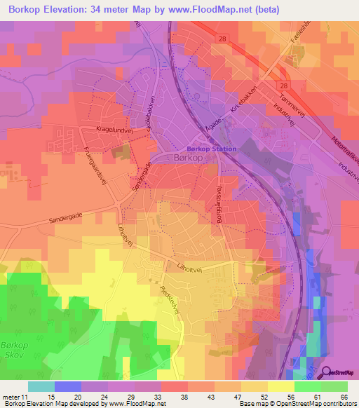 Borkop,Denmark Elevation Map