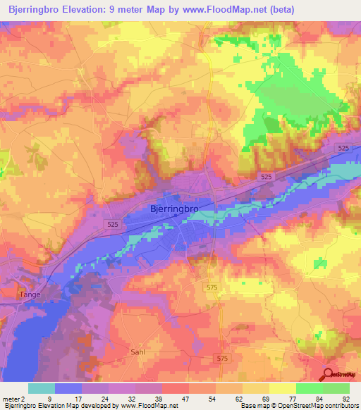 Bjerringbro,Denmark Elevation Map