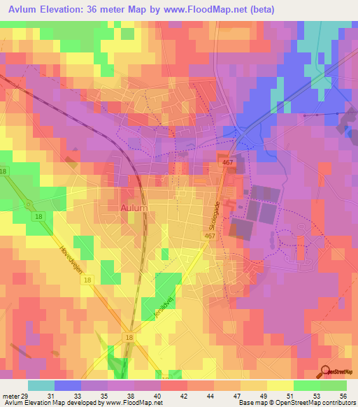 Avlum,Denmark Elevation Map