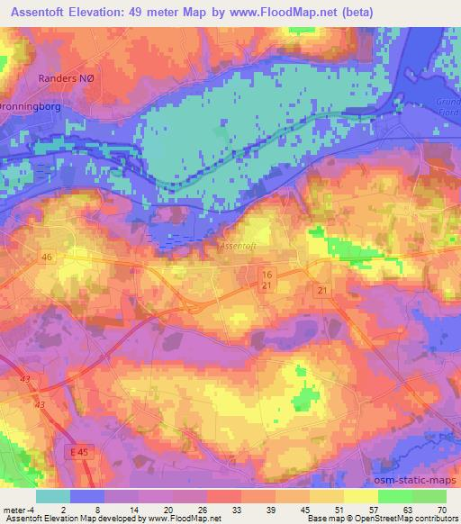 Assentoft,Denmark Elevation Map