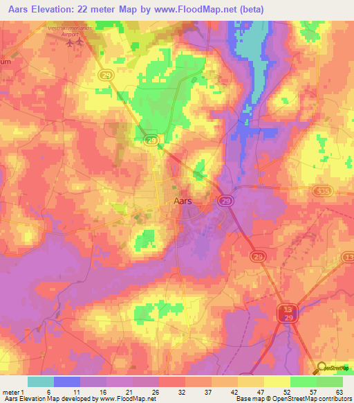 Aars,Denmark Elevation Map