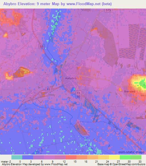 Abybro,Denmark Elevation Map