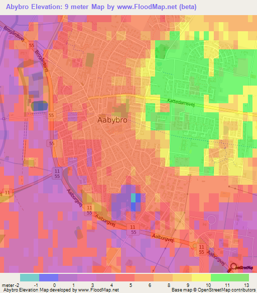 Abybro,Denmark Elevation Map