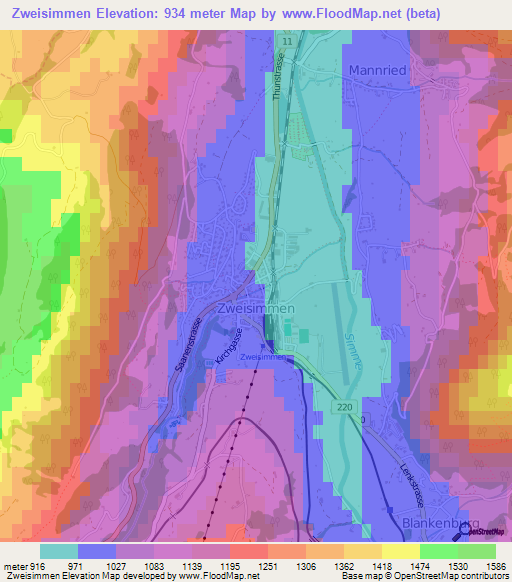 Zweisimmen,Switzerland Elevation Map