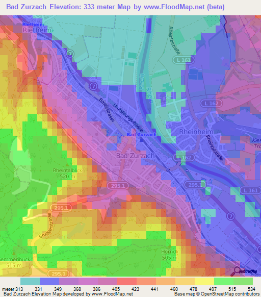 Bad Zurzach,Switzerland Elevation Map