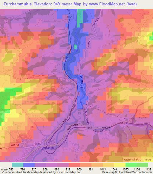 Zurchersmuhle,Switzerland Elevation Map