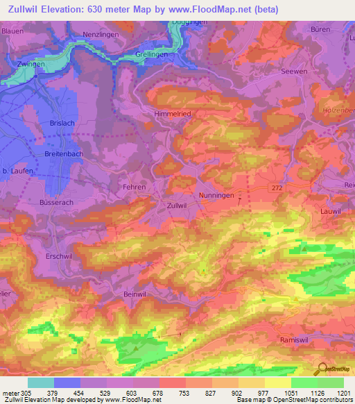 Zullwil,Switzerland Elevation Map