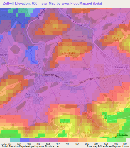 Zullwil,Switzerland Elevation Map