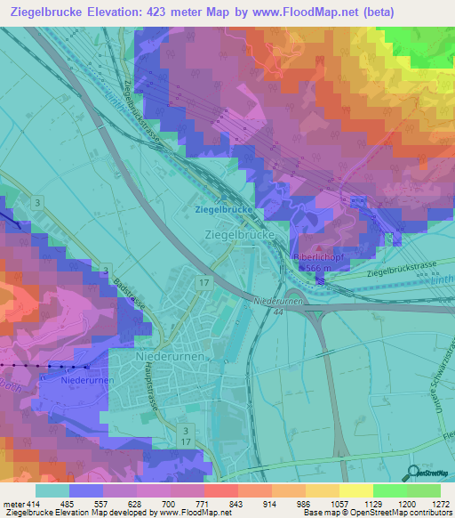 Ziegelbrucke,Switzerland Elevation Map