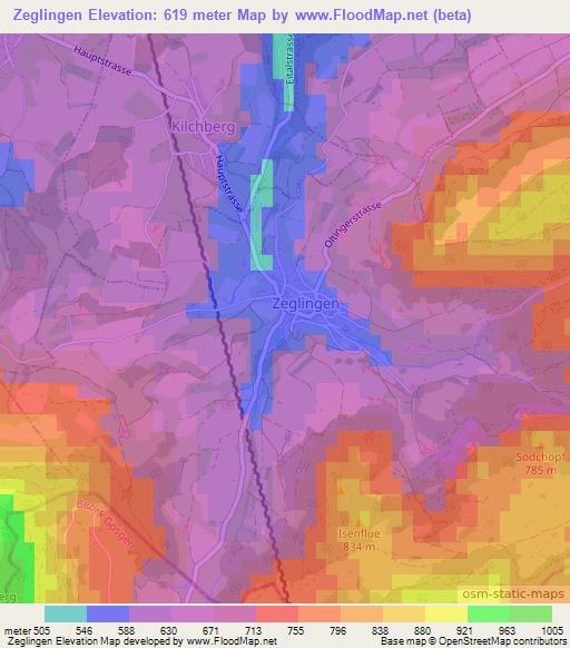 Zeglingen,Switzerland Elevation Map