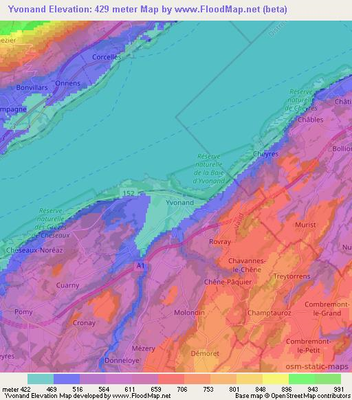 Yvonand,Switzerland Elevation Map