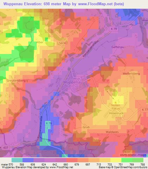 Wuppenau,Switzerland Elevation Map