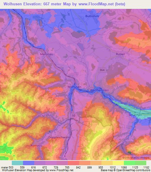 Wolhusen,Switzerland Elevation Map