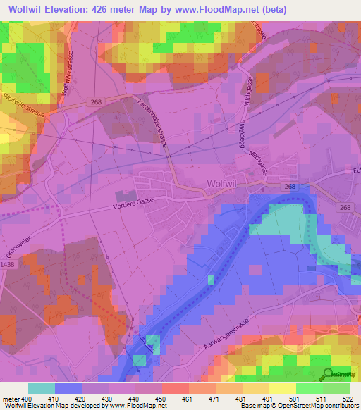 Wolfwil,Switzerland Elevation Map