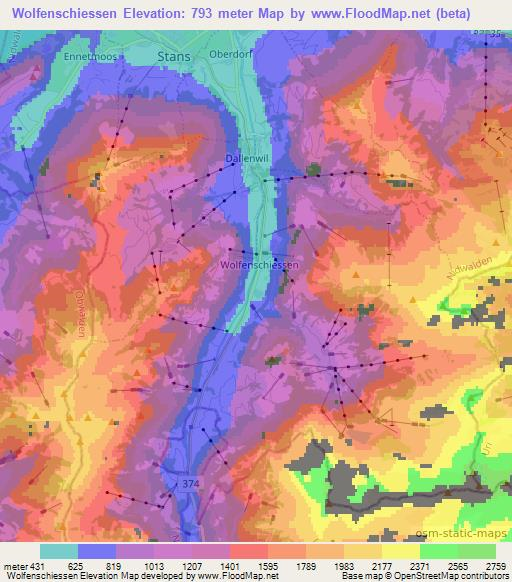 Wolfenschiessen,Switzerland Elevation Map