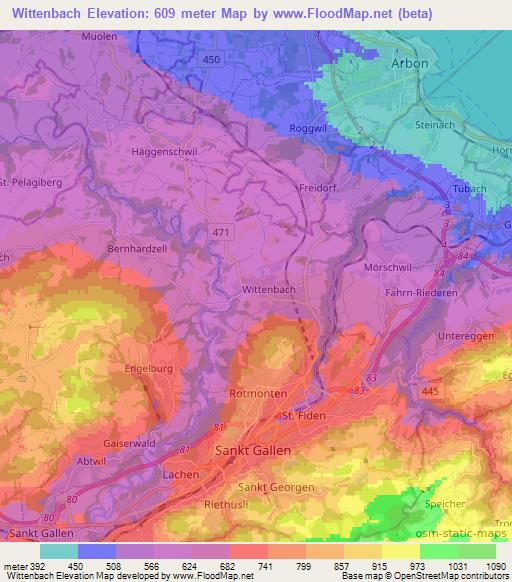 Wittenbach,Switzerland Elevation Map