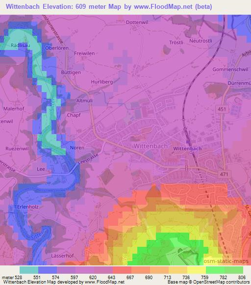 Wittenbach,Switzerland Elevation Map