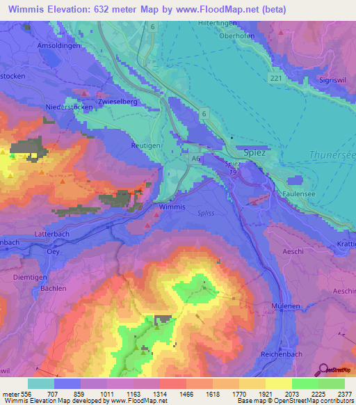 Wimmis,Switzerland Elevation Map