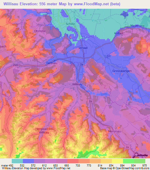 Willisau,Switzerland Elevation Map