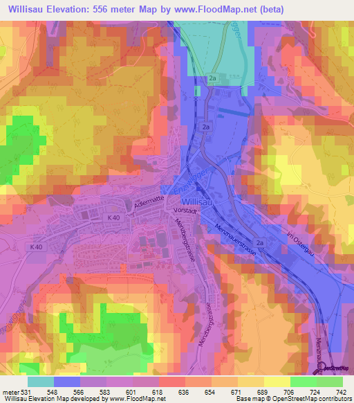 Willisau,Switzerland Elevation Map