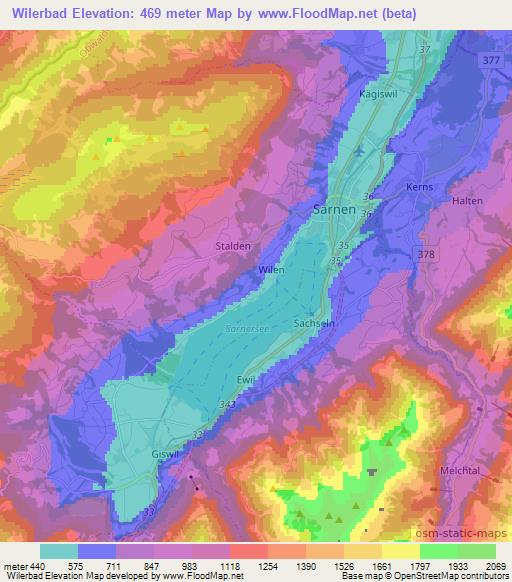 Wilerbad,Switzerland Elevation Map