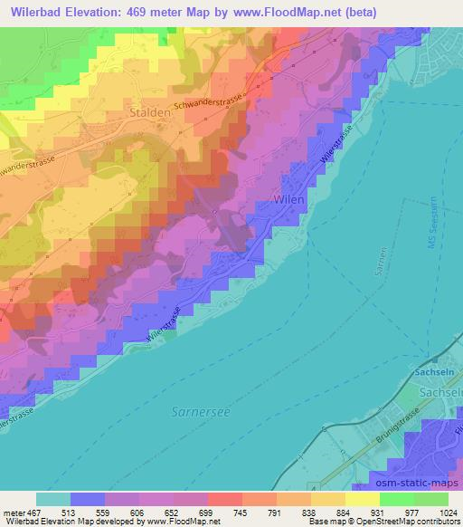 Wilerbad,Switzerland Elevation Map