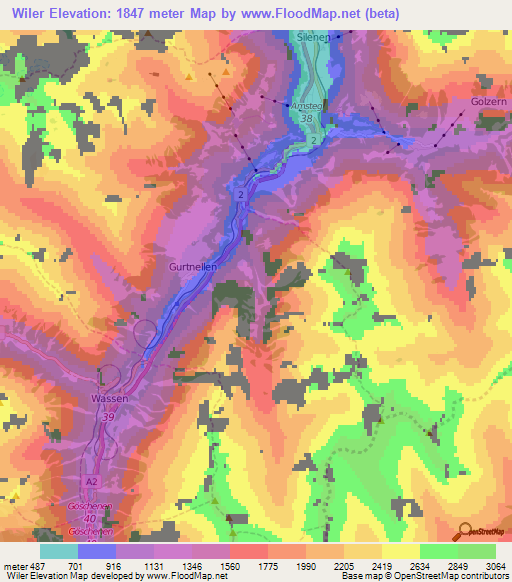 Wiler,Switzerland Elevation Map