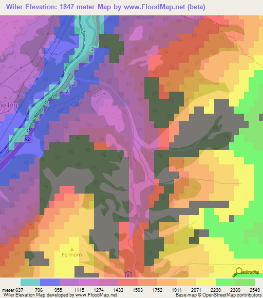 Wiler,Switzerland Elevation Map