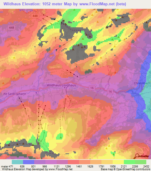 Wildhaus,Switzerland Elevation Map