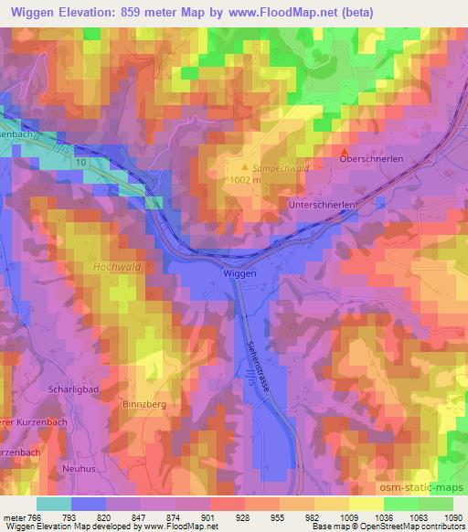 Wiggen,Switzerland Elevation Map