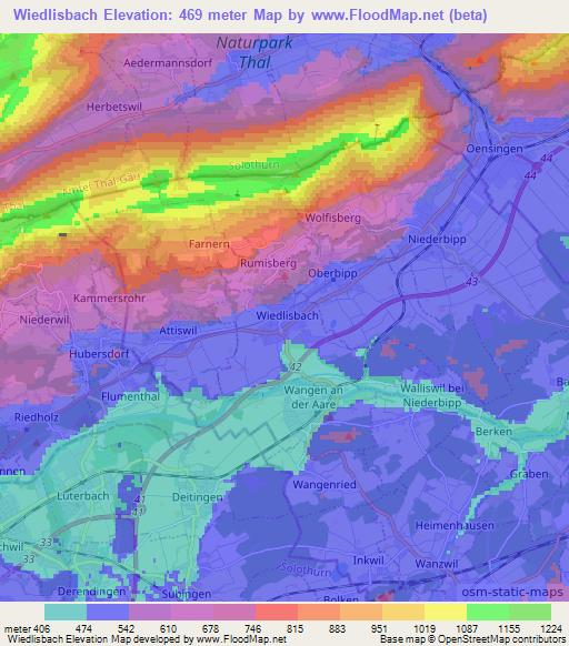 Wiedlisbach,Switzerland Elevation Map