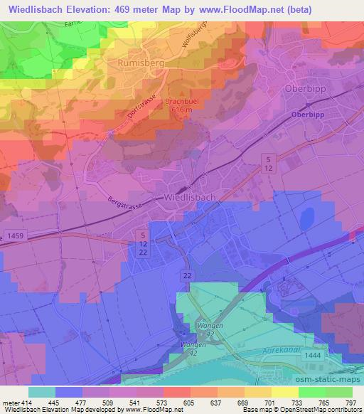 Wiedlisbach,Switzerland Elevation Map