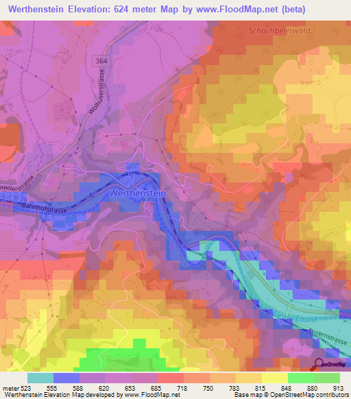 Werthenstein,Switzerland Elevation Map