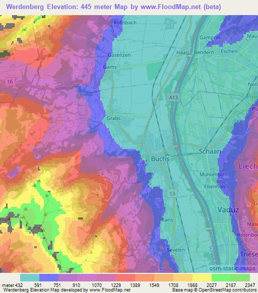 Werdenberg,Switzerland Elevation Map